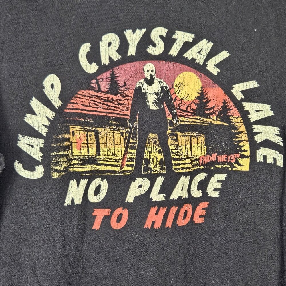 Friday the 13th Shirt Mens Medium Camp Crystal Lake No Place To Hide Horror Movi